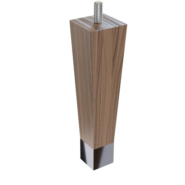 Designs Of Distinction 6" Square Tapered Leg with bolt and 1" Satin Brass Ferrule - Walnut 01241006WLSB6 - main